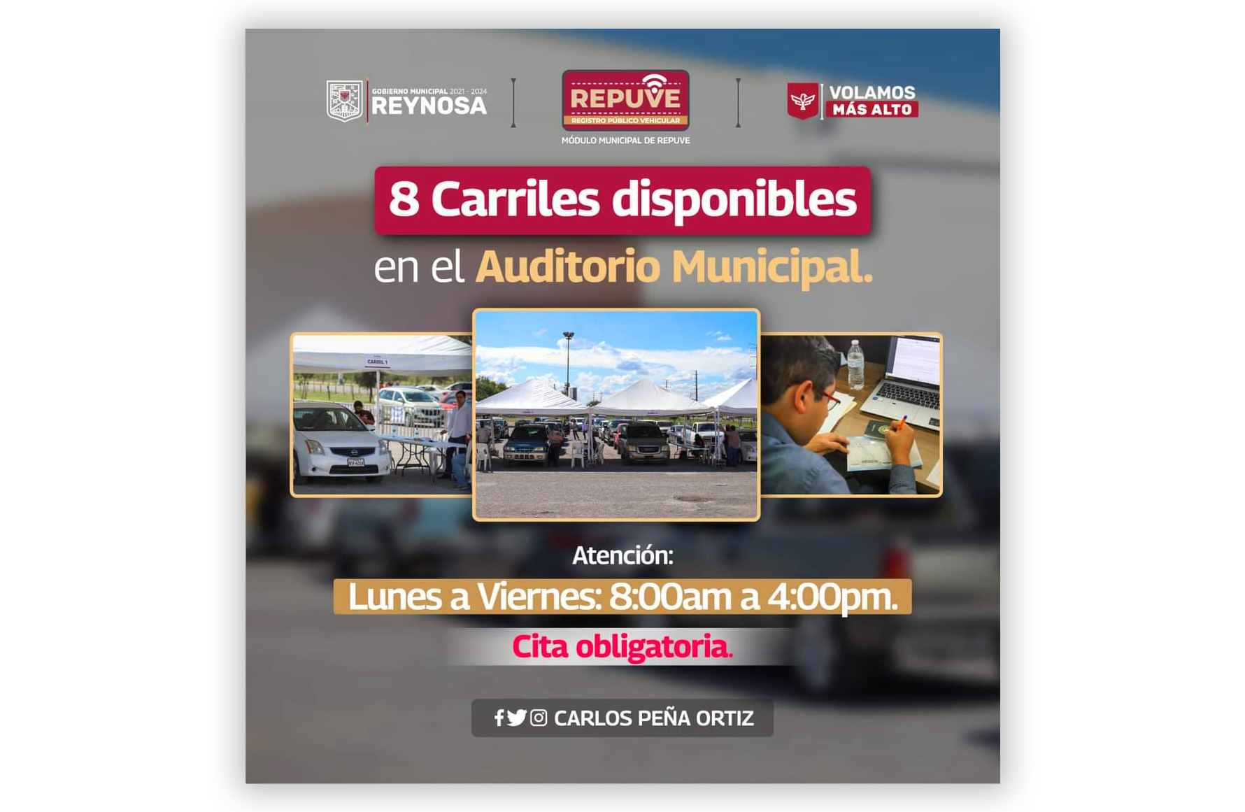 Reynosa: Incrementa Alcalde Carlos Peña Ortiz Módulo REPUVE a 8 carriles